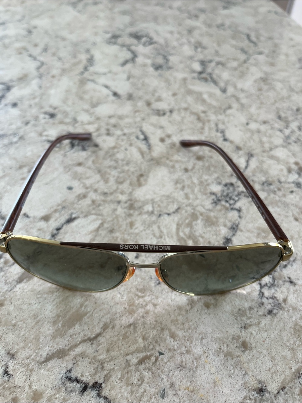 Michael Kors Brown and Gold Slim Aviator Sunglasses MK5007